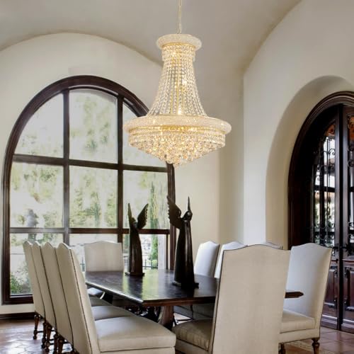 Gold Modern Crystal Chandeliers Diameter 23.6" Empire Crystal Chandeliers