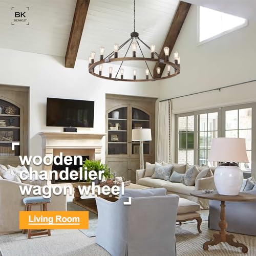 Farmhouse Wagon Wheel Chandelier 47" 18