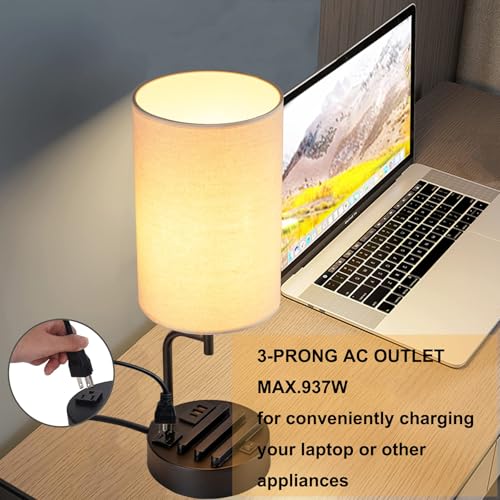 Table Lamp with 3 USB Charging Ports (2 Count)