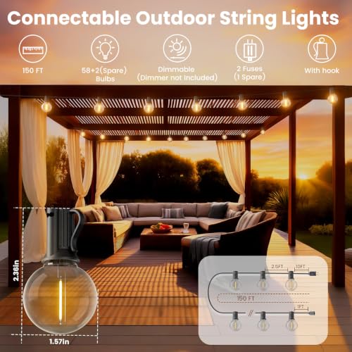 150 FT Outdoor String Lights (150 Foot)