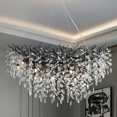47" Black Crystal Chandelier