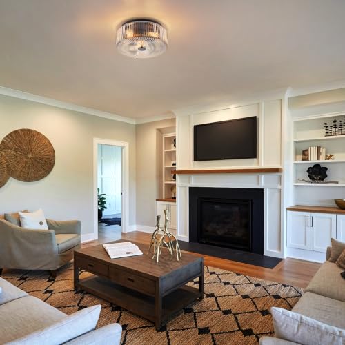 13.9 Inch Matte Black Flush Mount Ceiling Light