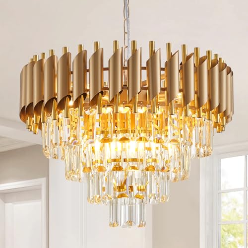 Modern Crystal Chandelier Gold 20 Inch Round 7 Lights 4