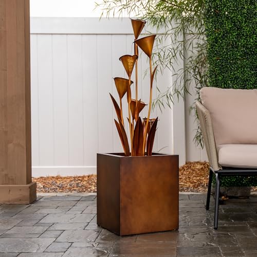 46" Tall Bronze Metal Sculptural Flower Multi