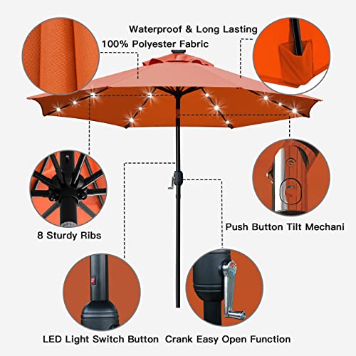 9' Solar LED Patio Umbrella