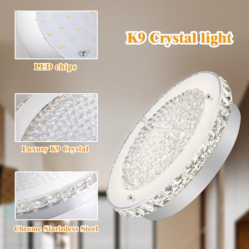 Crystal Ceiling Light Fixture LED Modern Bathroom Ceiling Light Fixtures