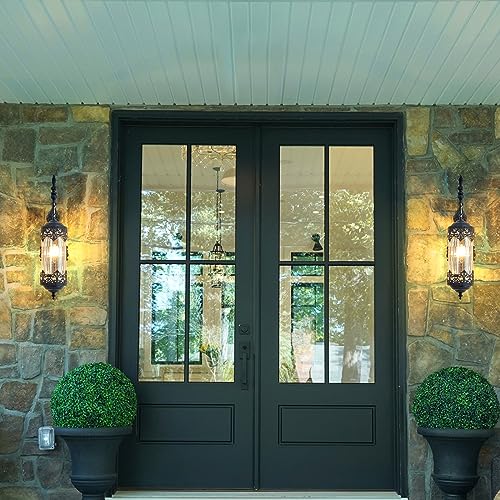 Antique Gothic Amber Glass Wall Sconce for Bedroom