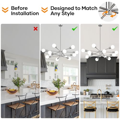 11" 52" Height Adjustable Modern Chandelier Ceiling Light Fixture