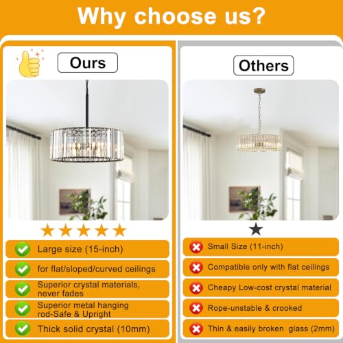 15" Modern Crystal Chandelier for Dining Room