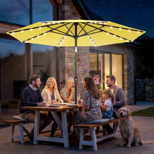 9FT Patio Umbrella with Solar Lights