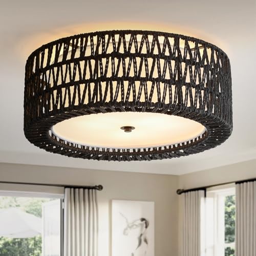 15.7" Black Flush Mount Ceiling Light
