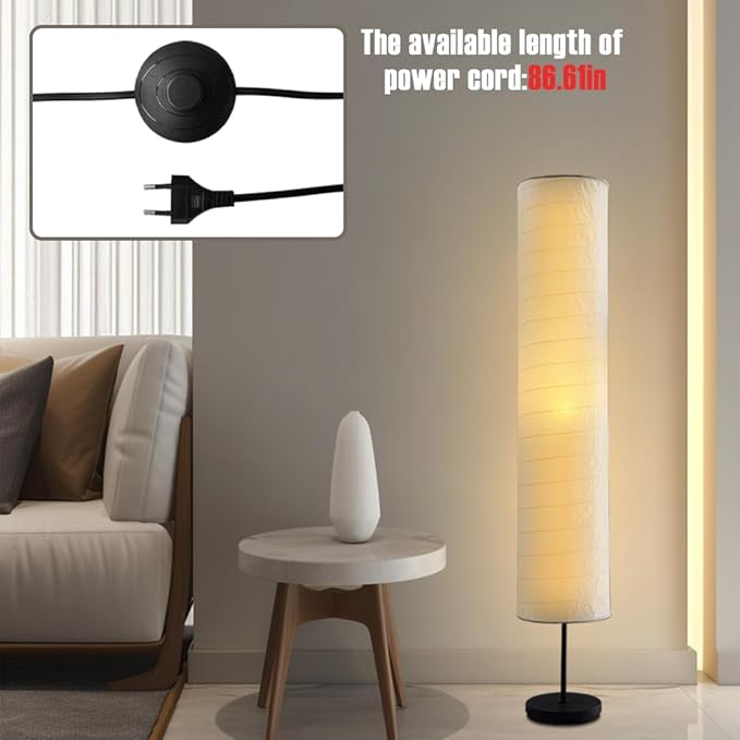 YY YEARCHY Floor Lamp Paper Lamp Standing Lamps with Rice Paper Shade for Bedroom Livingroom
