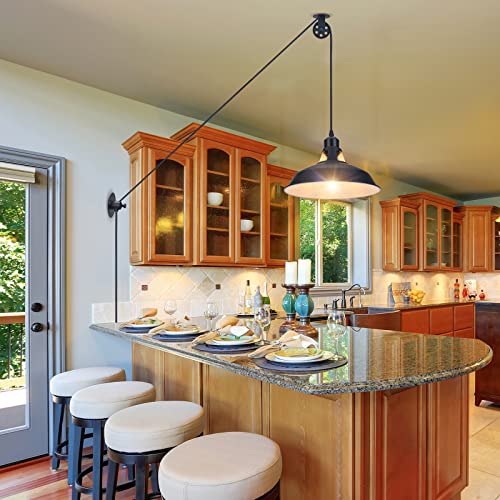 Plug in Pulley Pendant Light with 14.76ft Cord On