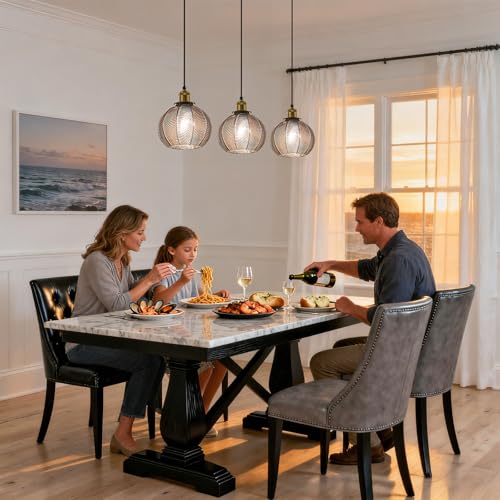 Vintage Smoke Gray Glass Pendant Lights for Kitchen Island E26 Base