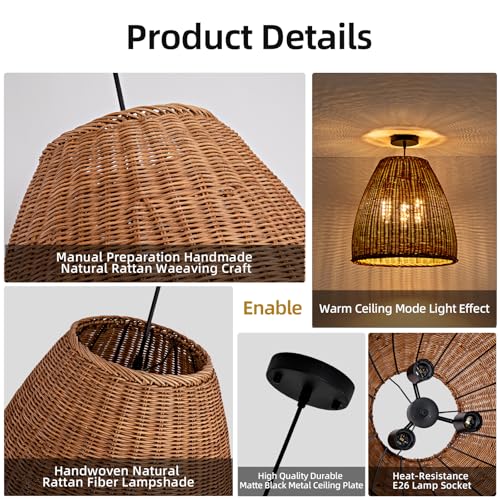 16.5" Rattan Pendant Light