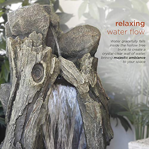 WIN270 52" Outdoor Rainforest Waterfall Tree Trunk Fountain with LED Lights
