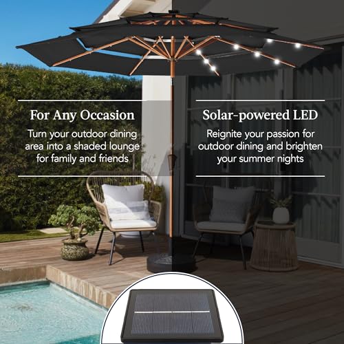 10ft 3 Tier Solar Patio Market Umbrella