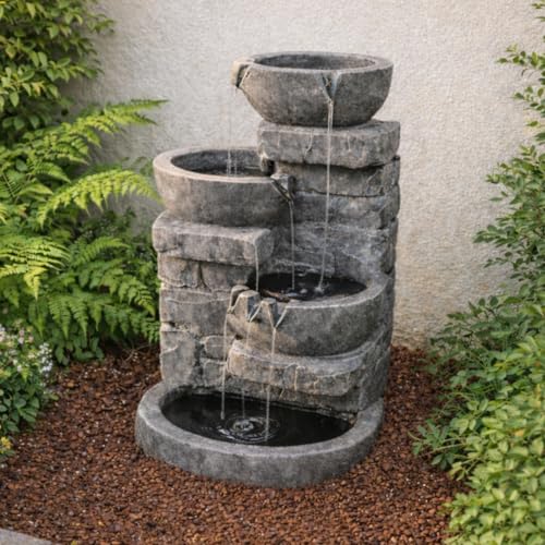 33" Outdoor Water Fountain with LED Lights