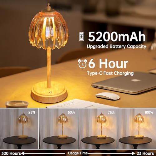 Tulip Table Lamp with 5200mAh Battery & Touch Control