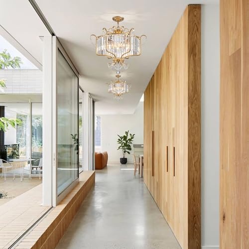 Modern Crystal Chandelier for Dining Room 24" Large Gold 6