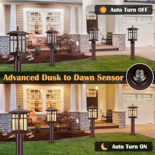 Dusk to Dawn Outdoor Hardwired Post Lights Electric Bronze