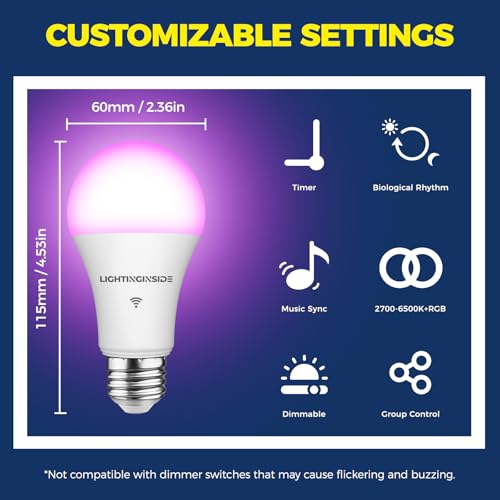 Smart Light Bulbs 100W Work with Alexa (2 Count)