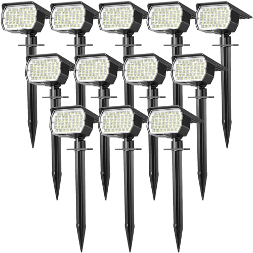 Solar Spot Lights Outdoor Landscape Spotlights 12 Pack Cool White (12 Count)
