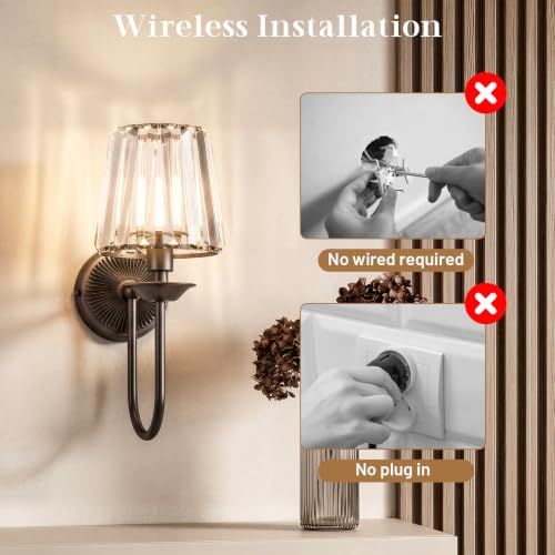Black Battery Operated Wall Sconces Set of Two