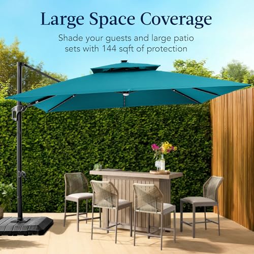 12x12ft LED Cantilever Patio Umbrella w