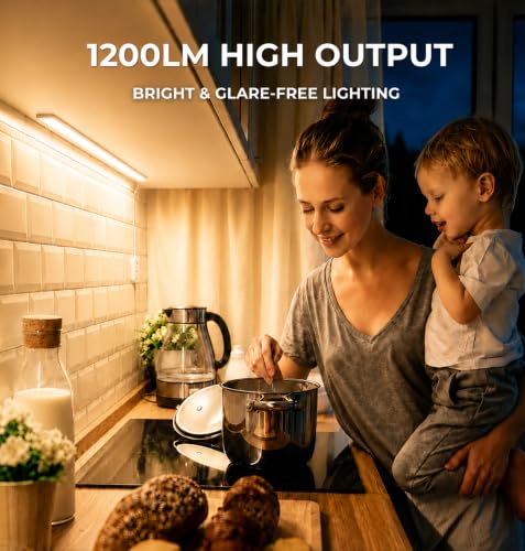 24in Plug in Under Cabinet Lighting Motion Sensor 1200LM Dimmable 3CCT
