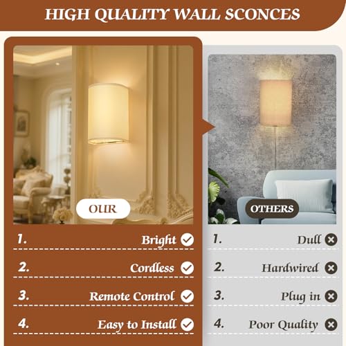 Wall Sconces Battery Operated Wireless Wall Sconces Set of Two (2 Count)