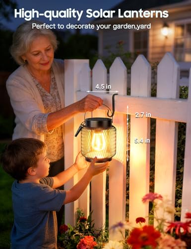 Metal Solar Lanterns Outdoor Waterproof (4 Count)