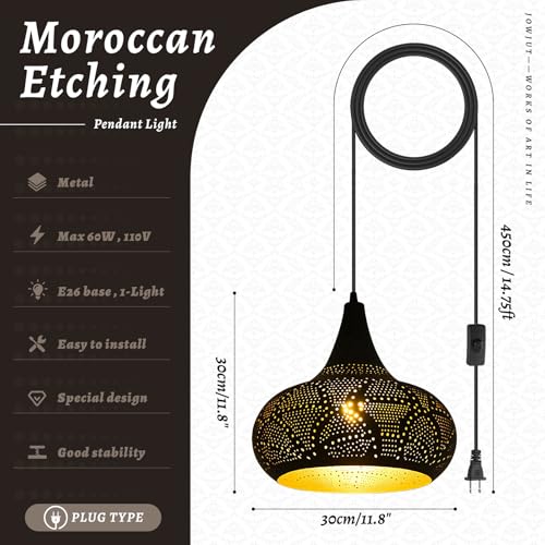 Corridor Black Pendant Lights Plug