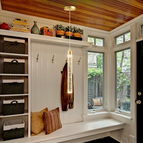 1 Light Modern Crystal Chandeliers LED Dimmable Pendant Lighting for Kitchen Island Dining Room Hallway