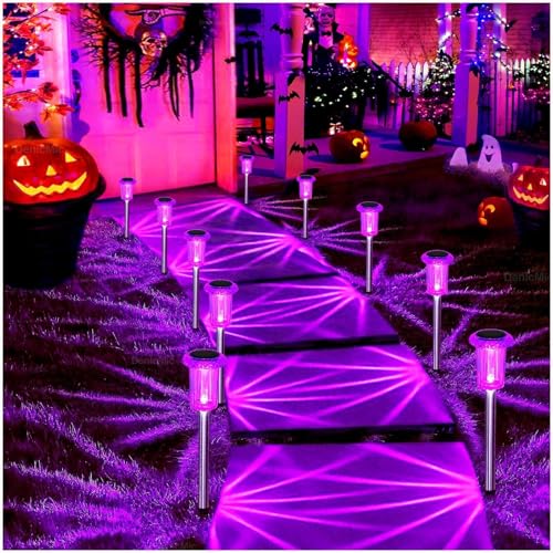 Solar Halloween Lights Outdoor 15 Pack Purple LED Halloween Decor (15 Count)