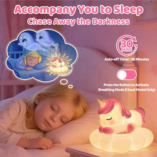 Huggwaii Squishy Cloud Unicorn Night Light for Kids