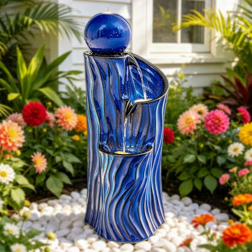 32"Ceramic 3 Tier Sphere Outdoor Water Fountain