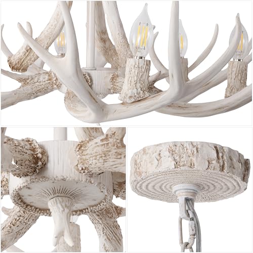 Eldora 6 Light Resin Antler Chandelier 33"