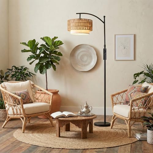 Arc Floor Lamp for Living Room with Remote (Black RC)
