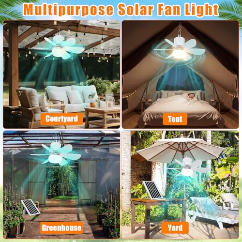 1 Set Solar Powered Ceiling Fan with Light