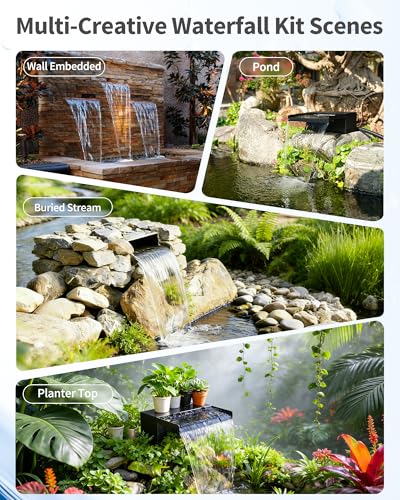 55W Solar Pond Waterfall Spillway with Fountain Pump