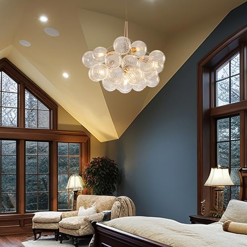Bubble Ball Chandelier White and Gold 6