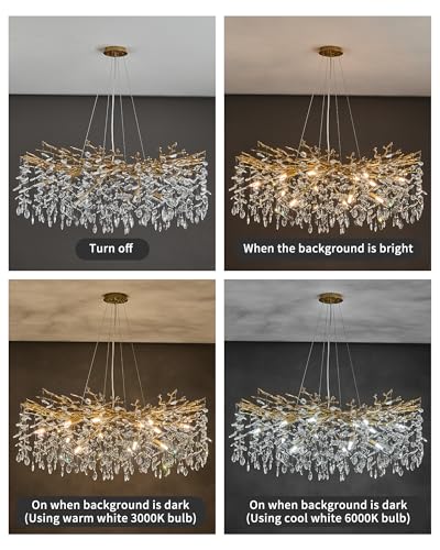 Modern Tree Branch Crystal Chandelier Luxury Gold Crystal Pendant Lighting 40" Contemporary 14