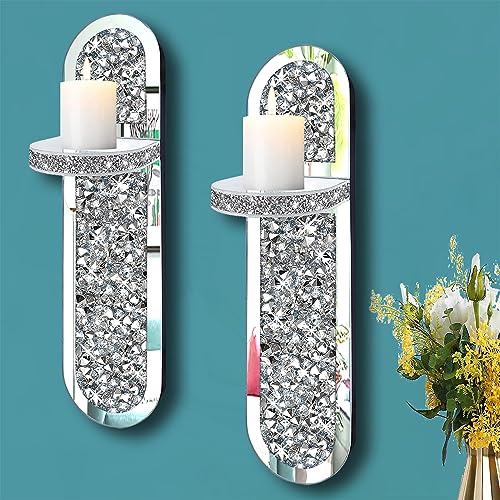 Set of 2 Crystal Crush Diamond Candle Sconces (2 Count)