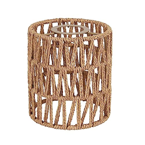 Small Rattan Lamp Shade Boho H5.9''xΦ4.7'' Cylinder Woven Lampshade