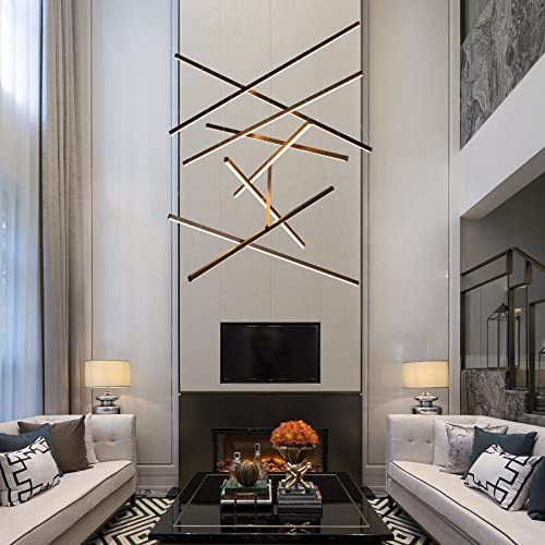 Modern LED Chandeliers Dimmable Pendant Light Fixture 9 Lights for High Ceiling Living Room Dining Room Staircase Restaurant Sputnik Floating Sculptural Art Hanging Lamp