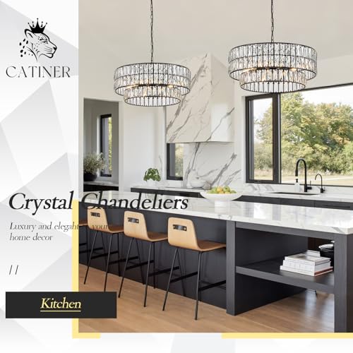 Black Crystal Chandelier 24" 8