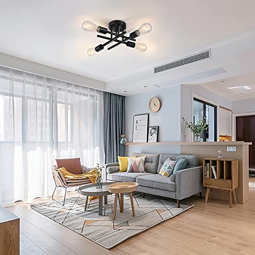 Industrial 4 Light Semi Flush Mount Ceiling Light Fixture