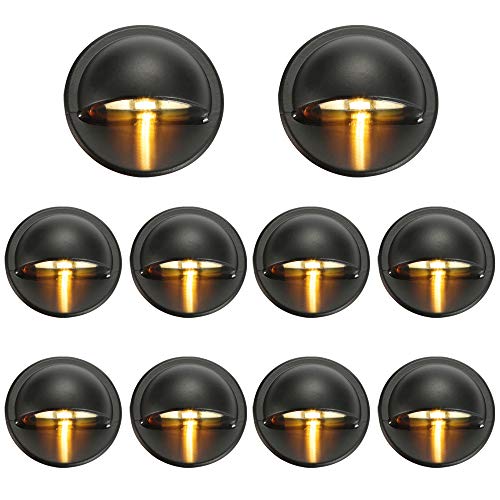 Pack of 10 Warm White Low Voltage LED Deck Lights kit Φ1.38 Outdoor Garden Yard Decoration Lamp Recessed Landscape Pathway Step Stair Warm White LED Lighting (10 Count)