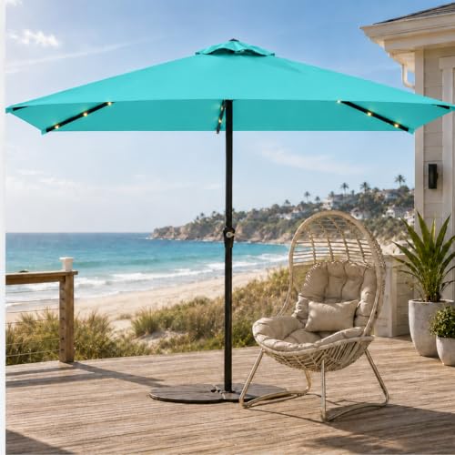 6.5 x 10ft Rectangular Patio Umbrella with Solar Lights